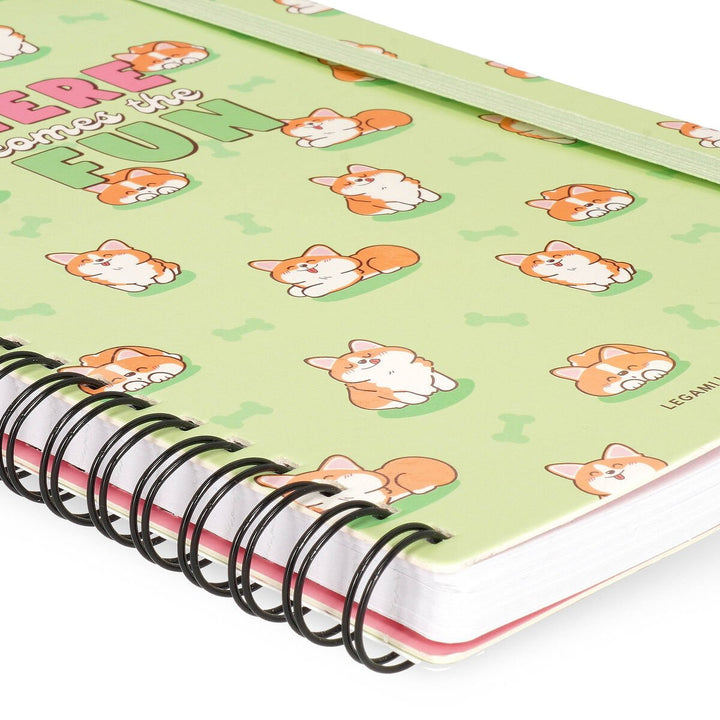 Cuaderno a Rayas A5 con Portada Rígida Ilustrada - Corgi - Con Espiral