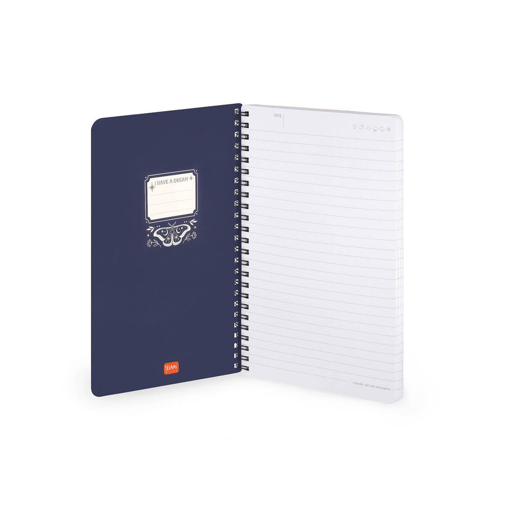 Cuaderno a Rayas A5 con Portada Rígida Ilustrada - Moth - Bloc de Notas - Con Espiral