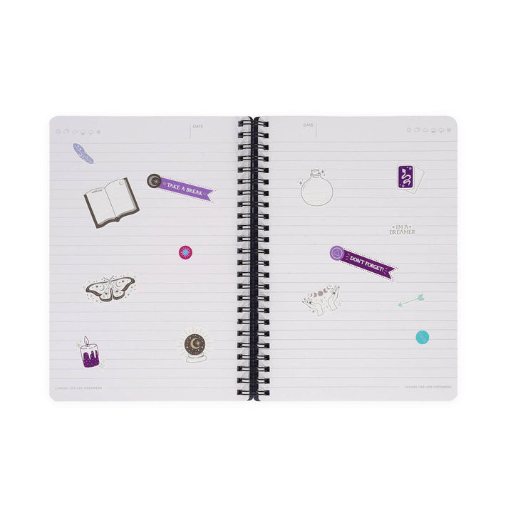 Cuaderno a Rayas A5 con Portada Rígida Ilustrada - Moth - Bloc de Notas - Con Espiral