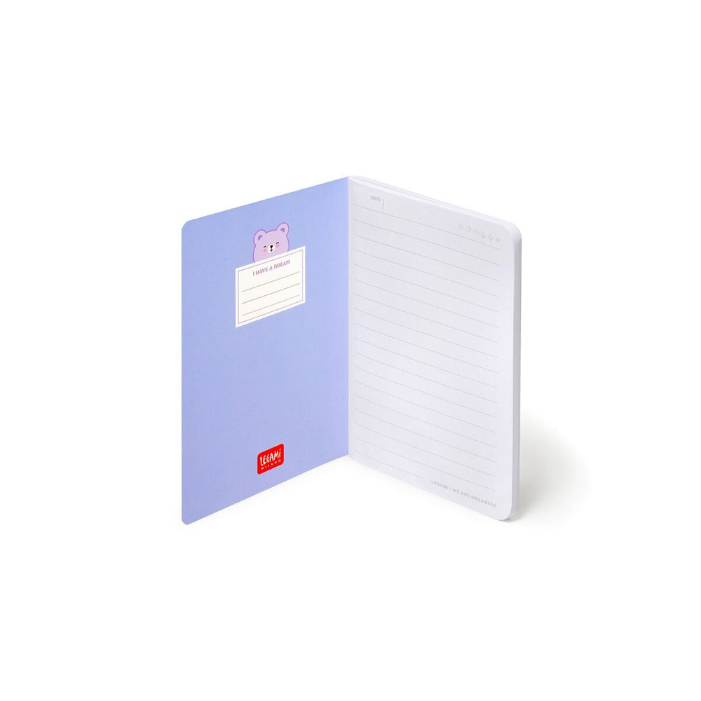 Cuaderno a Rayas A6 con Portada Rígida Ilustrada - Teddy Bear