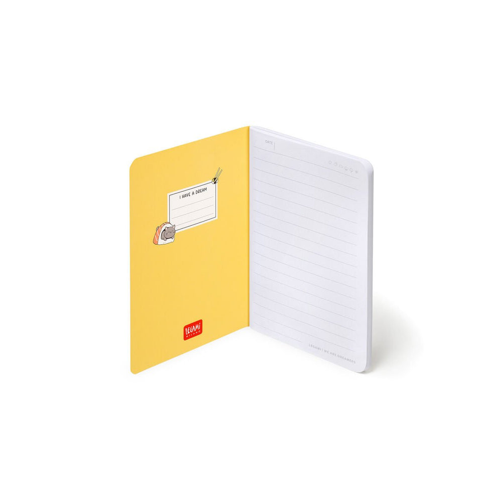 Cuaderno a Rayas A6 con Portada Rígida Ilustrada - Sushi Cat