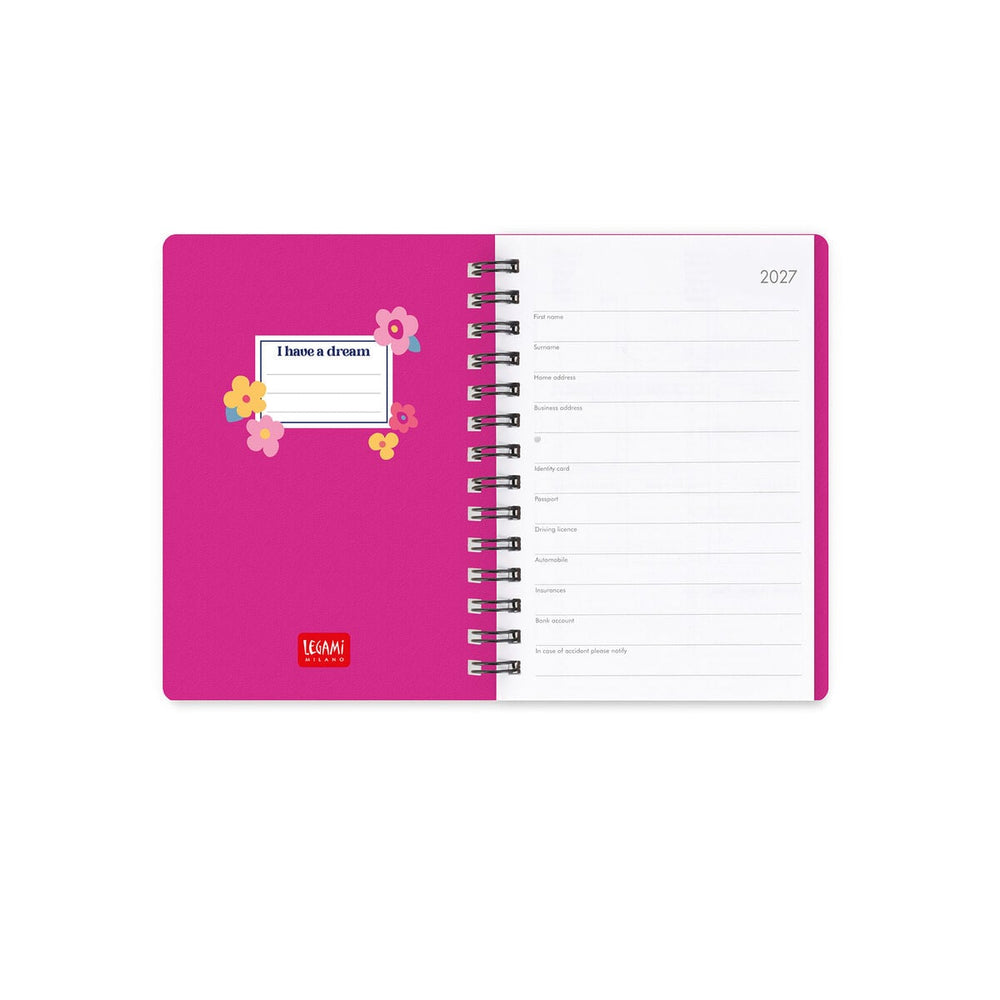 Agenda Semanal de 12 Meses Small Con Espiral 2027 - Flowers