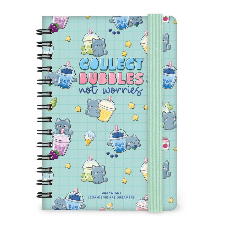Agenda Semanal de 12 Meses Small Con Espiral 2027 - Kitty Bubble Tea