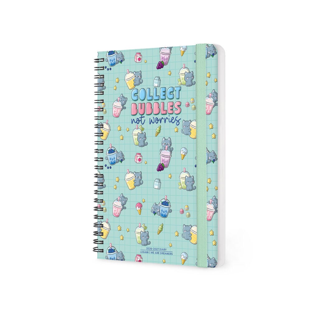 Agenda Semanal de 12 Meses Large con Espiral 2027 - Kitty Bubble Tea