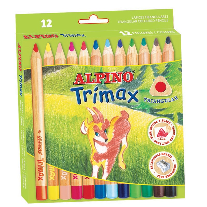 Estuche 12 lápices Alpino Trimax, colores surtidos