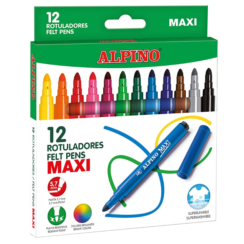 Estuche 12 rotuladores Alpino Maxi