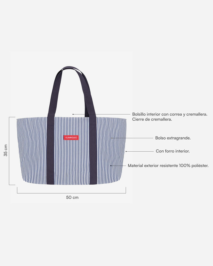 Bolsa playa canvas BRUNY azul con monedero - colección Sea la vie