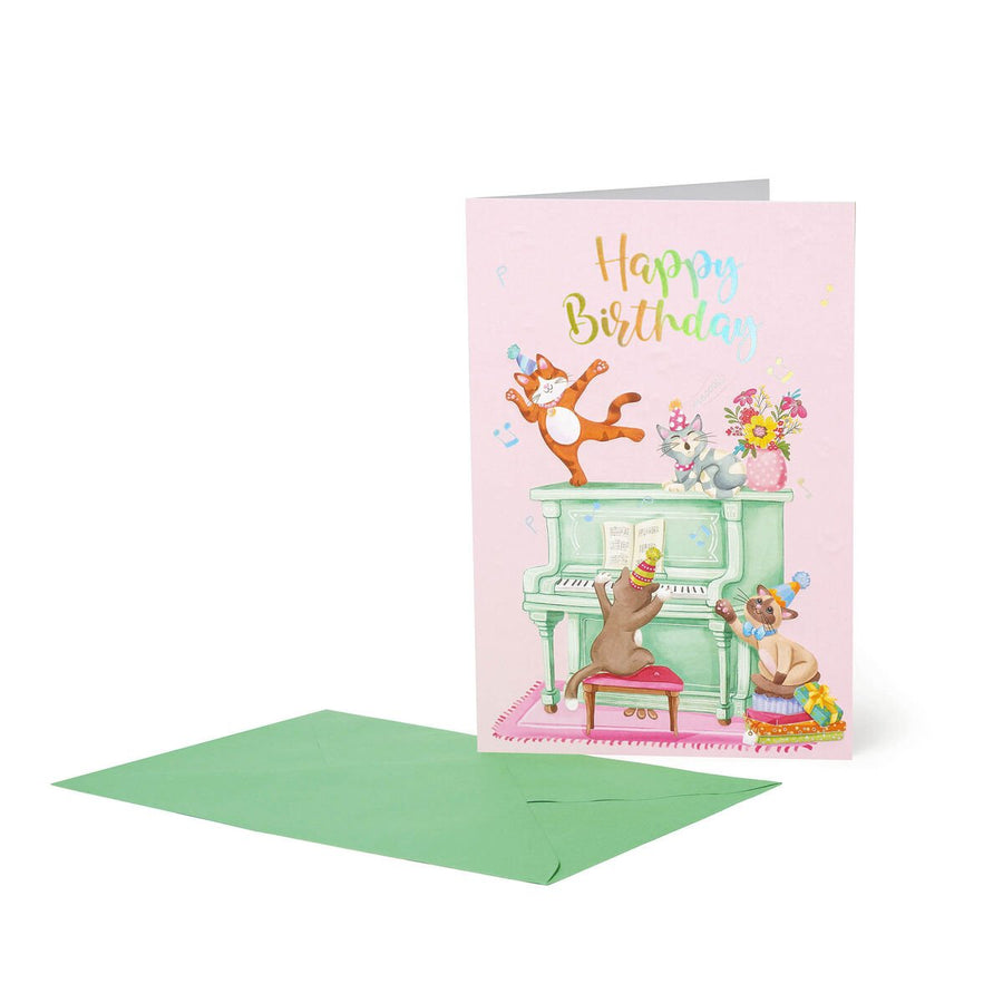 Tarjeta de Felicitación para Cumpleaños - Large - Greeting Card - Piano Cats