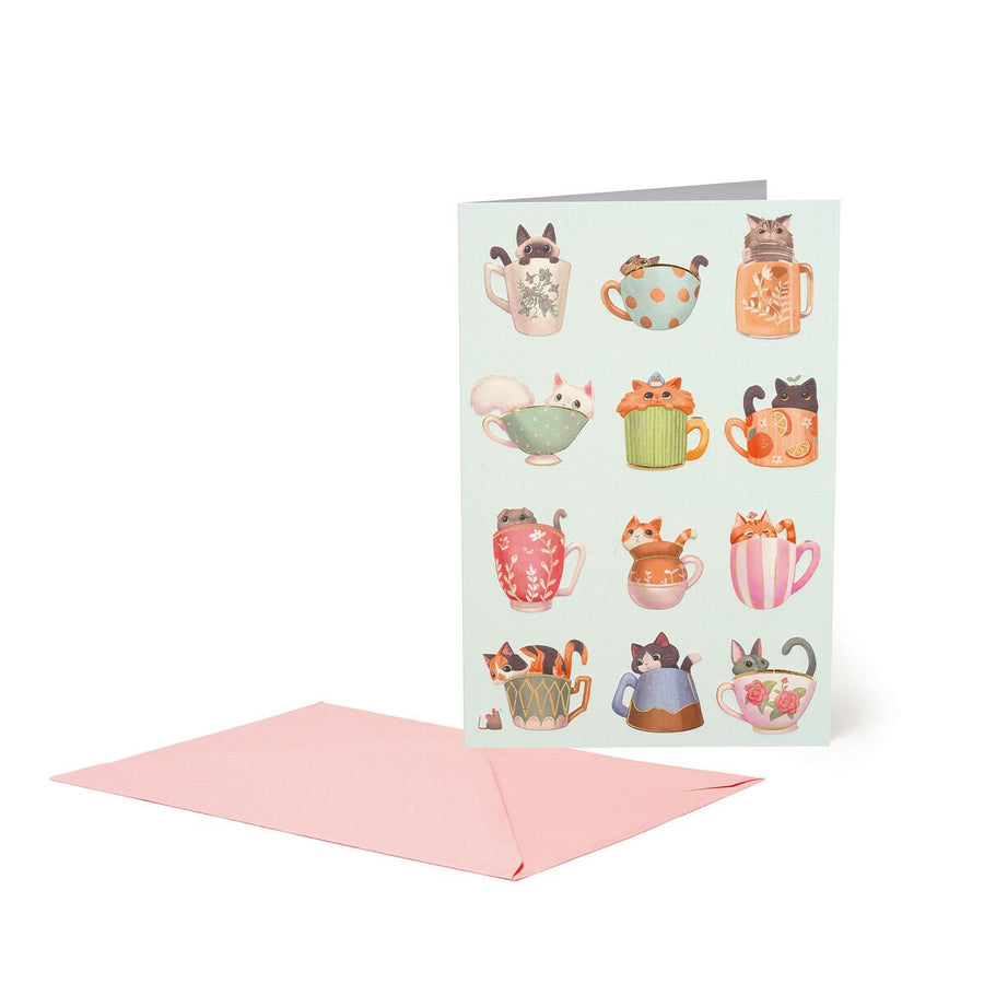 Tarjeta de Felicitación - Large - Various - Greeting Card - Cats Tea Cup