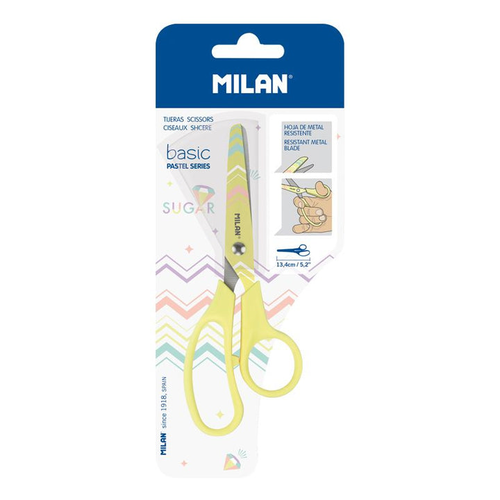 Blíster tijeras Basic serie Pastel, amarillo