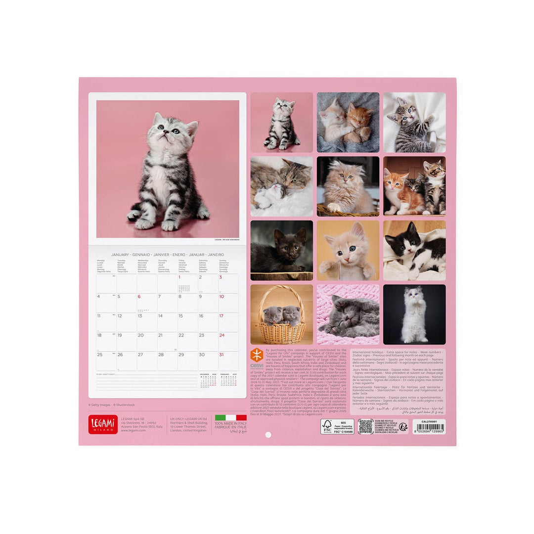 Calendario de Pared 2027 - 30 x 29 cm - Kittens