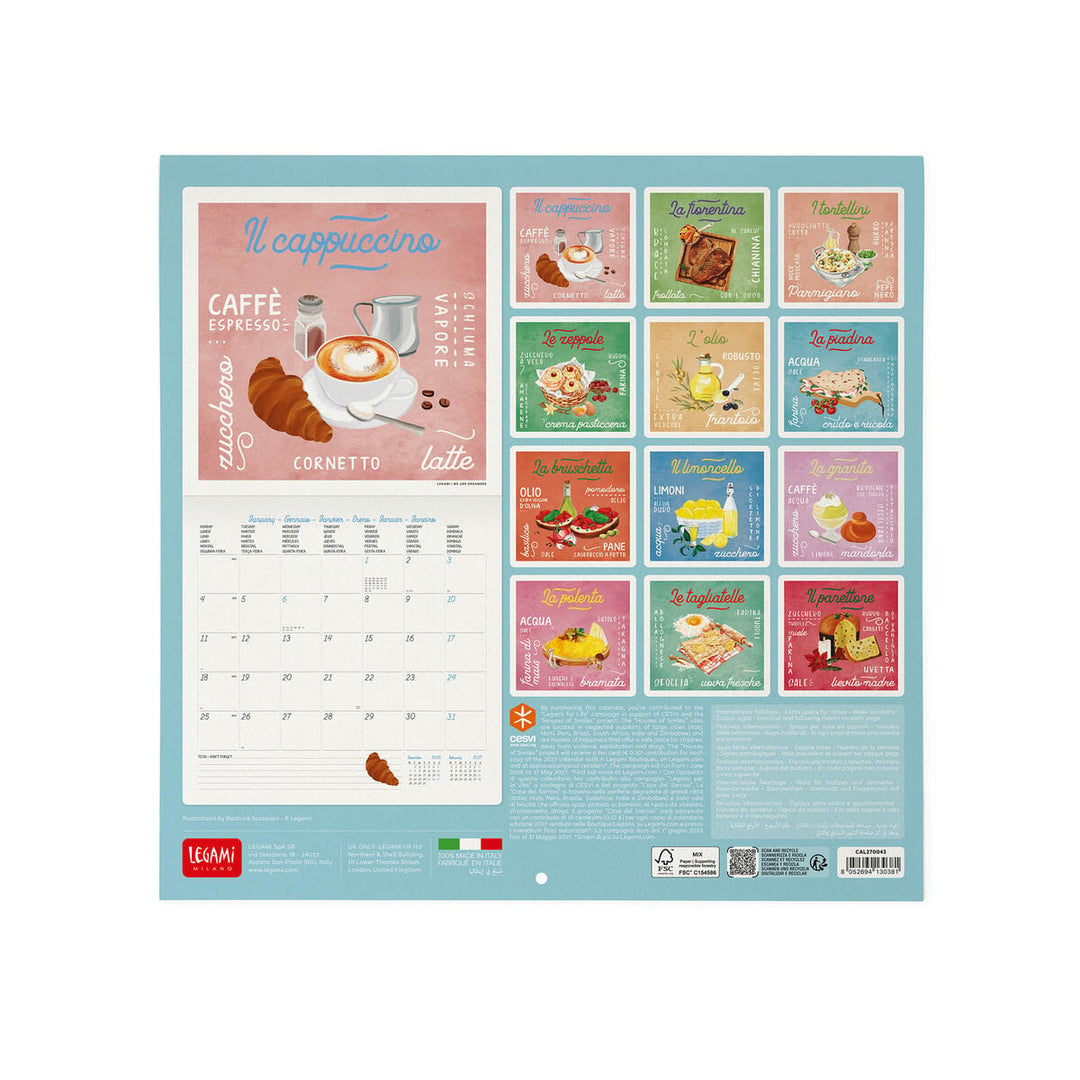 Calendario de Pared 2027 - 30 x 29 cm - La Dolce Vita