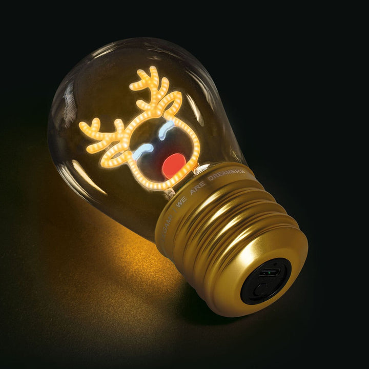 Lámpara Decorativa de Mesa Navideña en Forma de Bombilla - Reindeer - Bulb Fiction