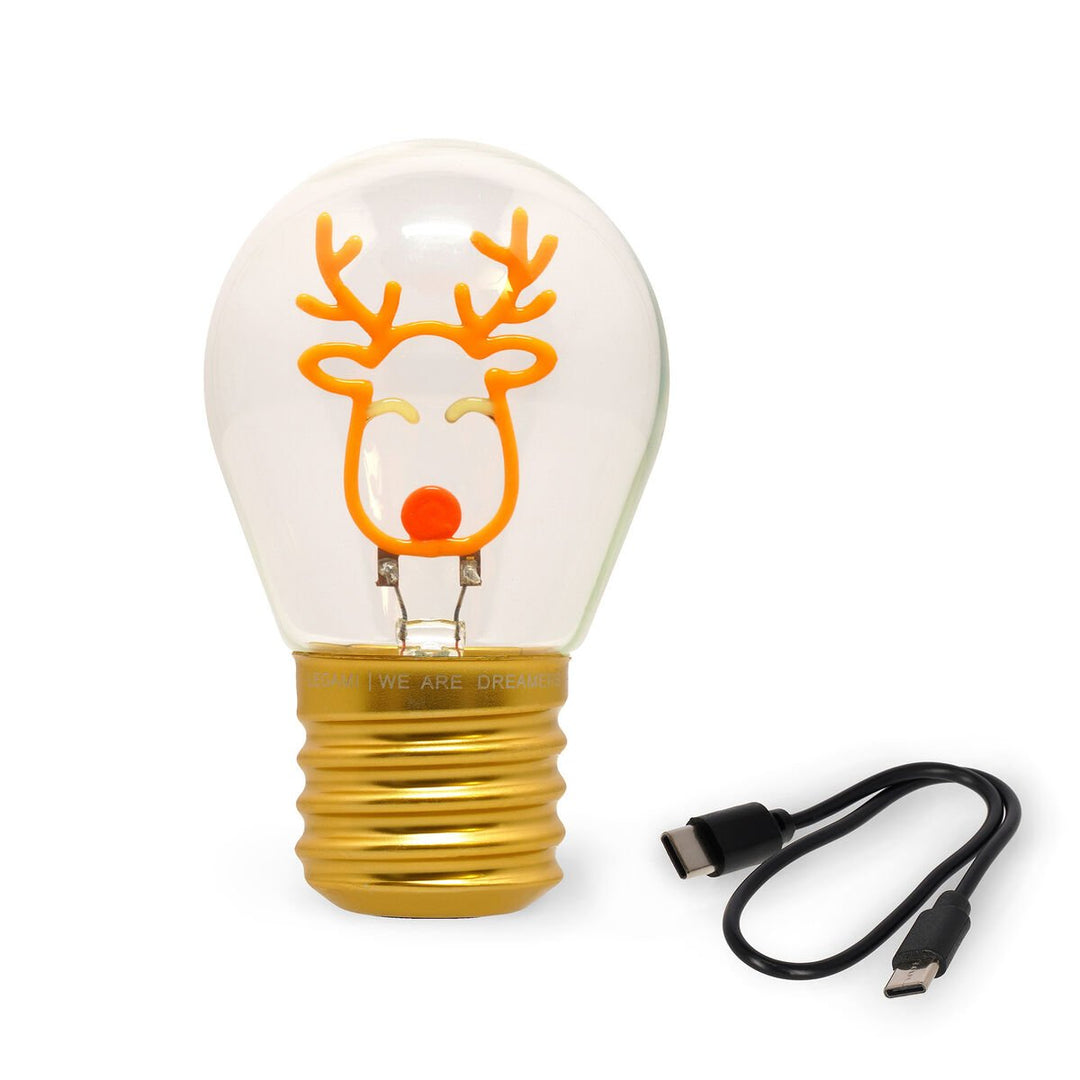Lámpara Decorativa de Mesa Navideña en Forma de Bombilla - Reindeer - Bulb Fiction