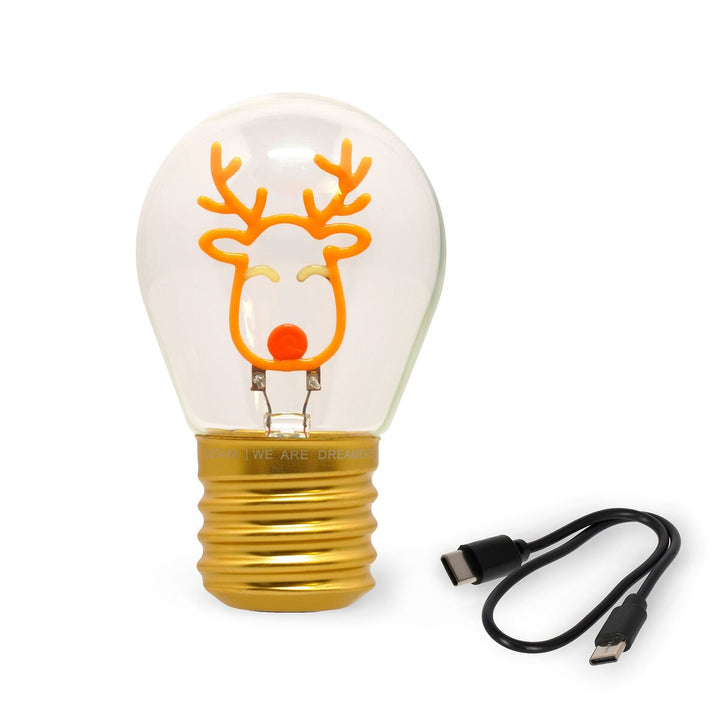 Lámpara Decorativa de Mesa Navideña en Forma de Bombilla - Reindeer - Bulb Fiction