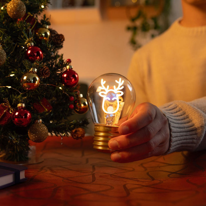 Lámpara Decorativa de Mesa Navideña en Forma de Bombilla - Reindeer - Bulb Fiction