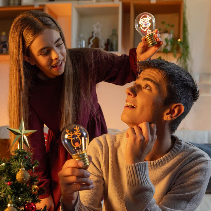 Lámpara Decorativa de Mesa Navideña en Forma de Bombilla - Reindeer - Bulb Fiction
