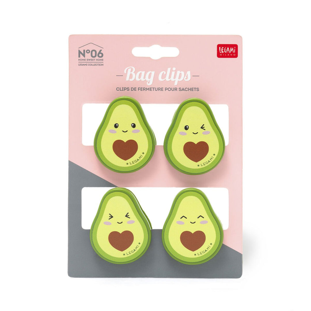 Set de 4 Pinzas para Cerrar Paquetes - Aguacate - Bag Clips