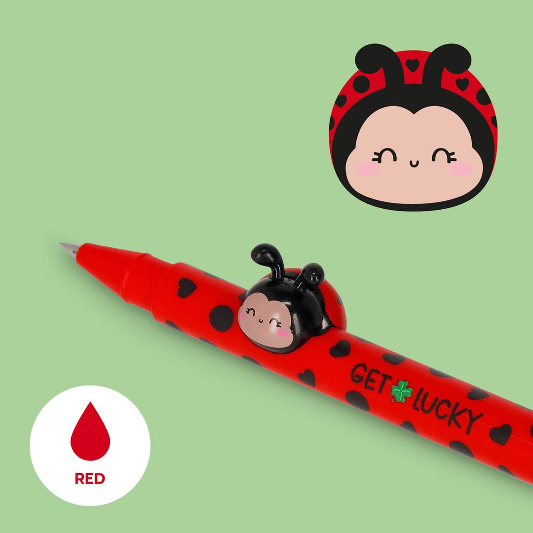 Bolígrafo de Gel con Animal Decorativo Ladybug «Get Lucky» - Lovely Friends