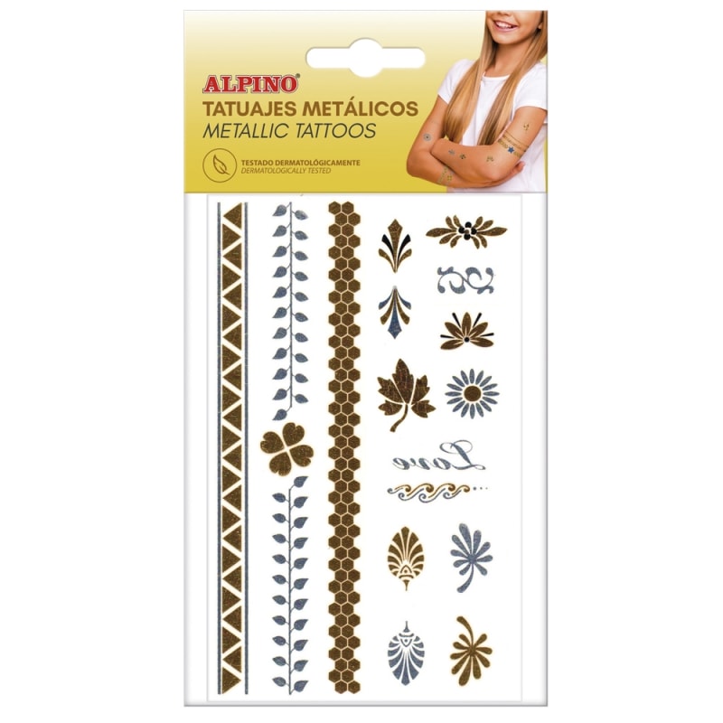 Tatuajes temporales colores metálicos Alpino