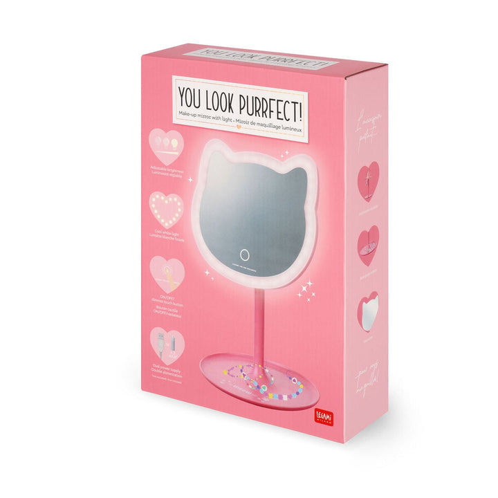 Espejo de Maquillaje con Luz - You Look Purrfect!