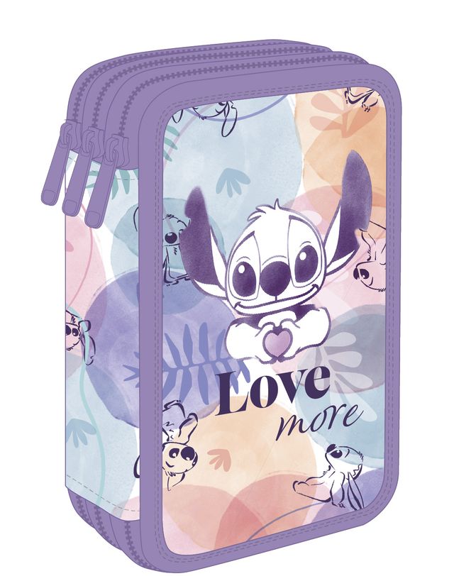 Plumier 3 pisos con contenido Jumper 3 Stitch - Pastel