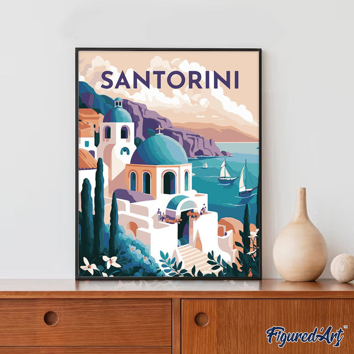 Póster de viaje a Santorini