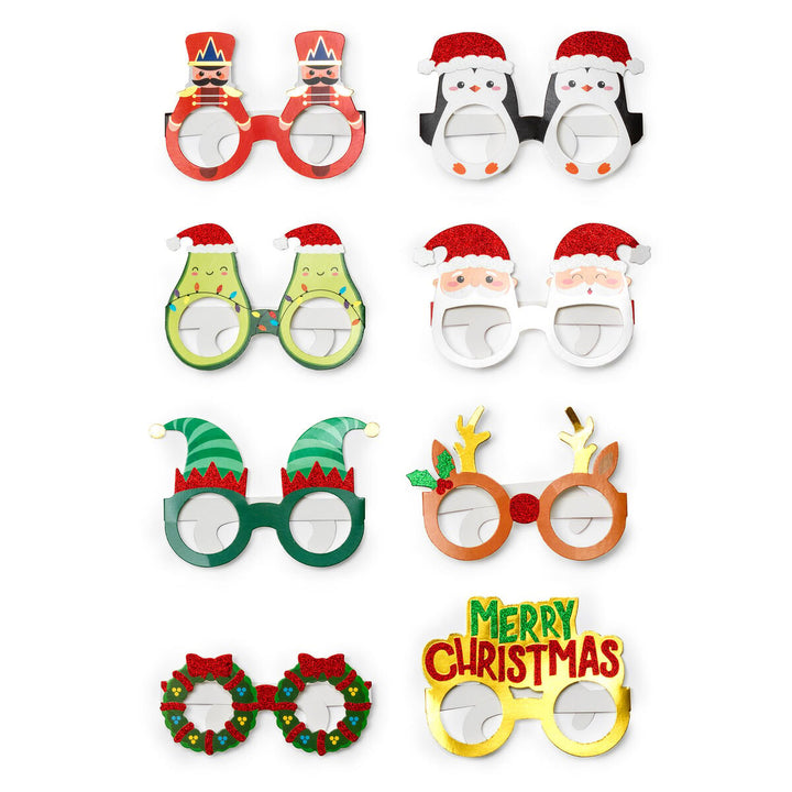 Set de 8 gafas navideñas de papel