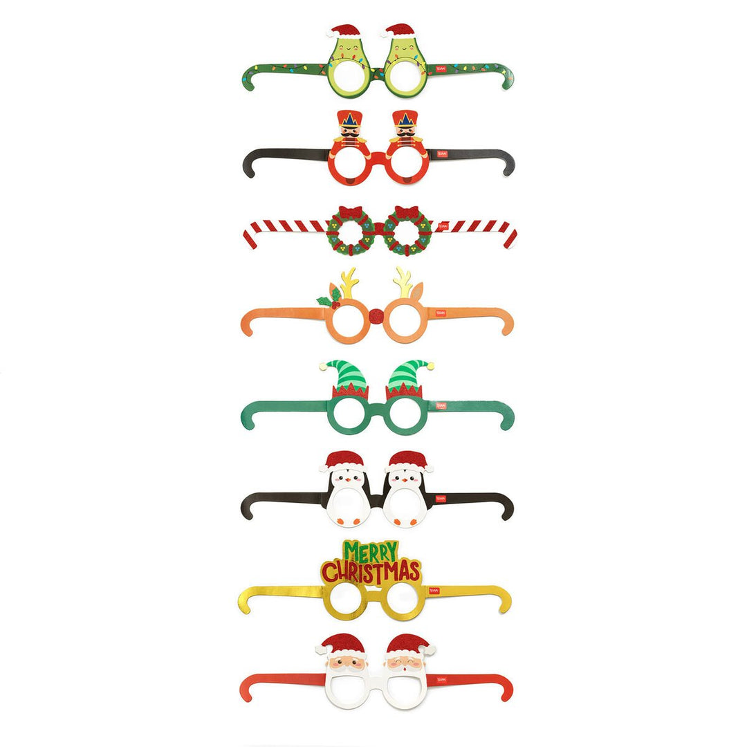 Set de 8 gafas navideñas de papel