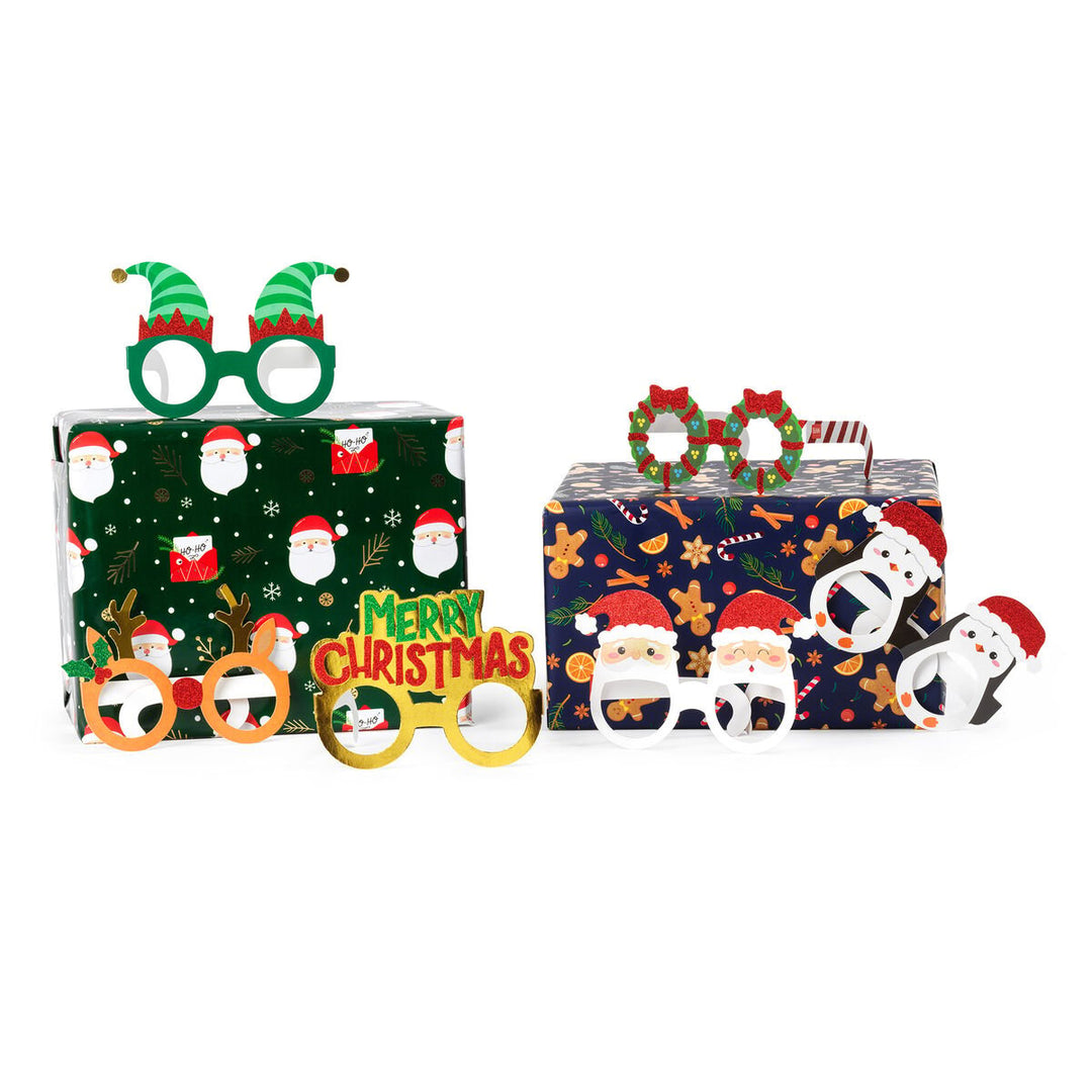 Set de 8 gafas navideñas de papel