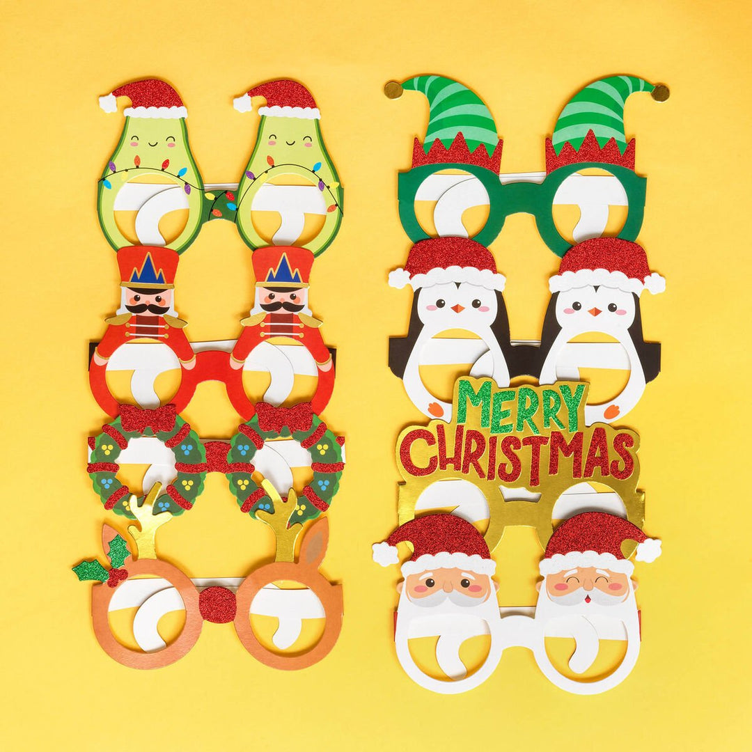 Set de 8 gafas navideñas de papel