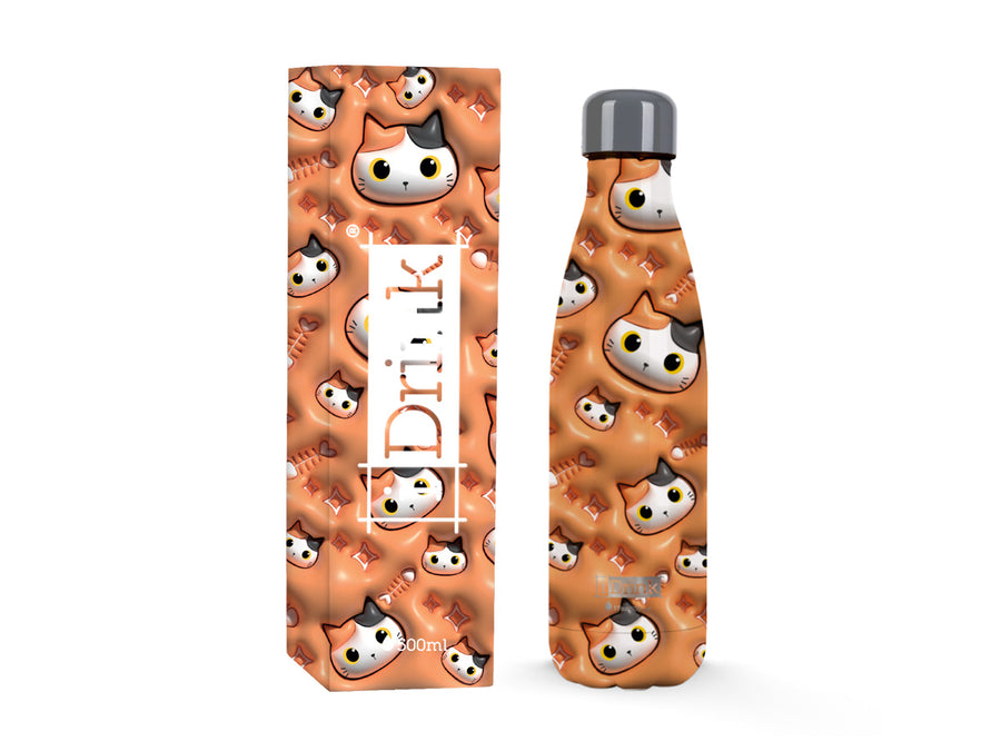 Botella Térmica 500 ml Orange Cat 3D