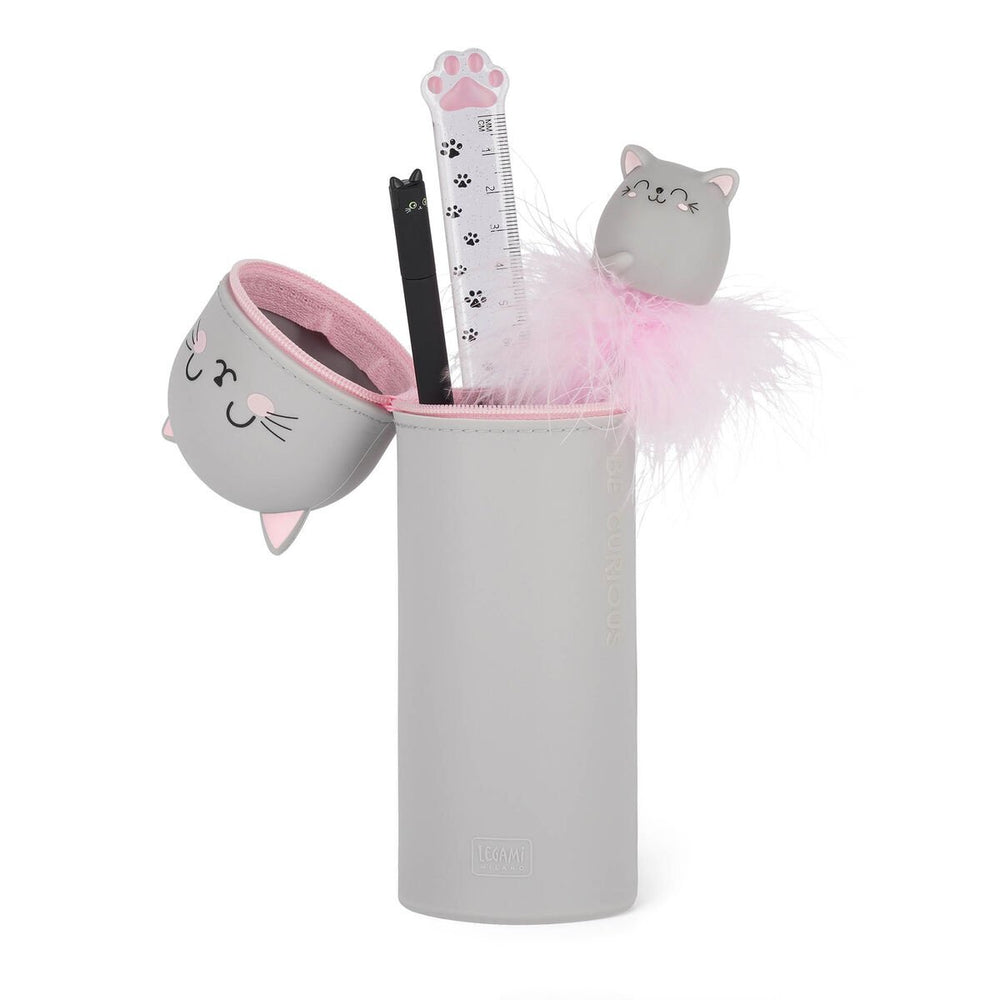 Estuche de Silicona 2 en 1 - Kawaii - Estuche 2 en 1 de Silicona Kitty «Be Curious»
