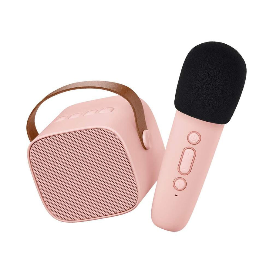 Karaoke – Altavoz Bluetooth con micrófono rosa