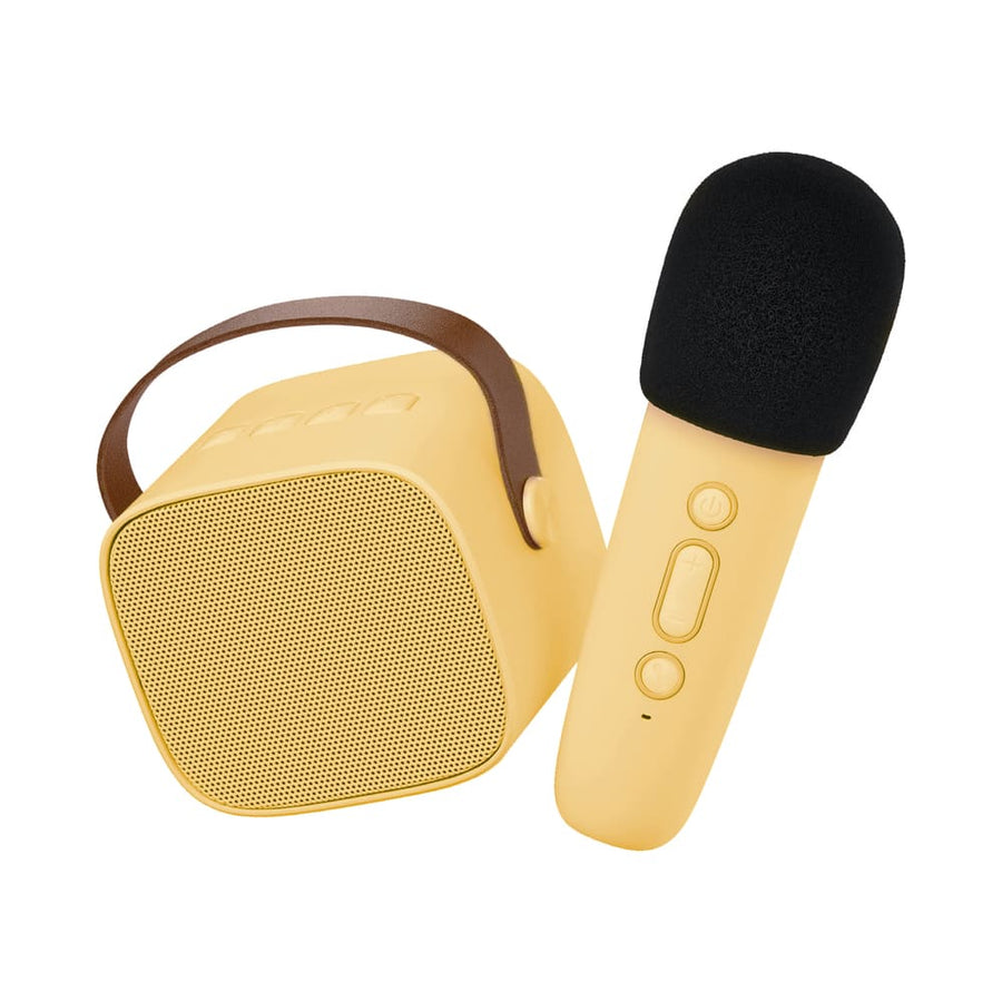 Karaoke – Altavoz Bluetooth con micrófono amarillo