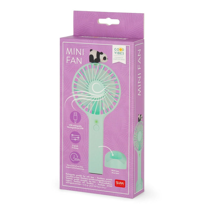 Ventilador Portátil Recargable Con Base - Mini Fan - Panda