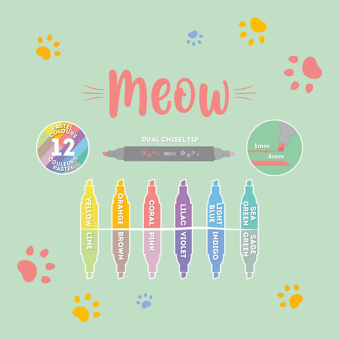 Set de 6 Subrayadores Pastel - Meow