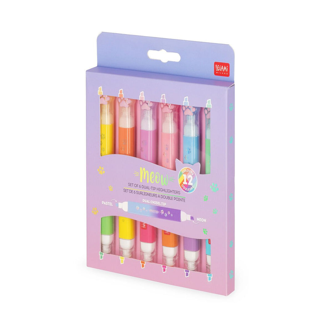 Set de 6 Subrayadores de Doble Punta Kitty - Meow