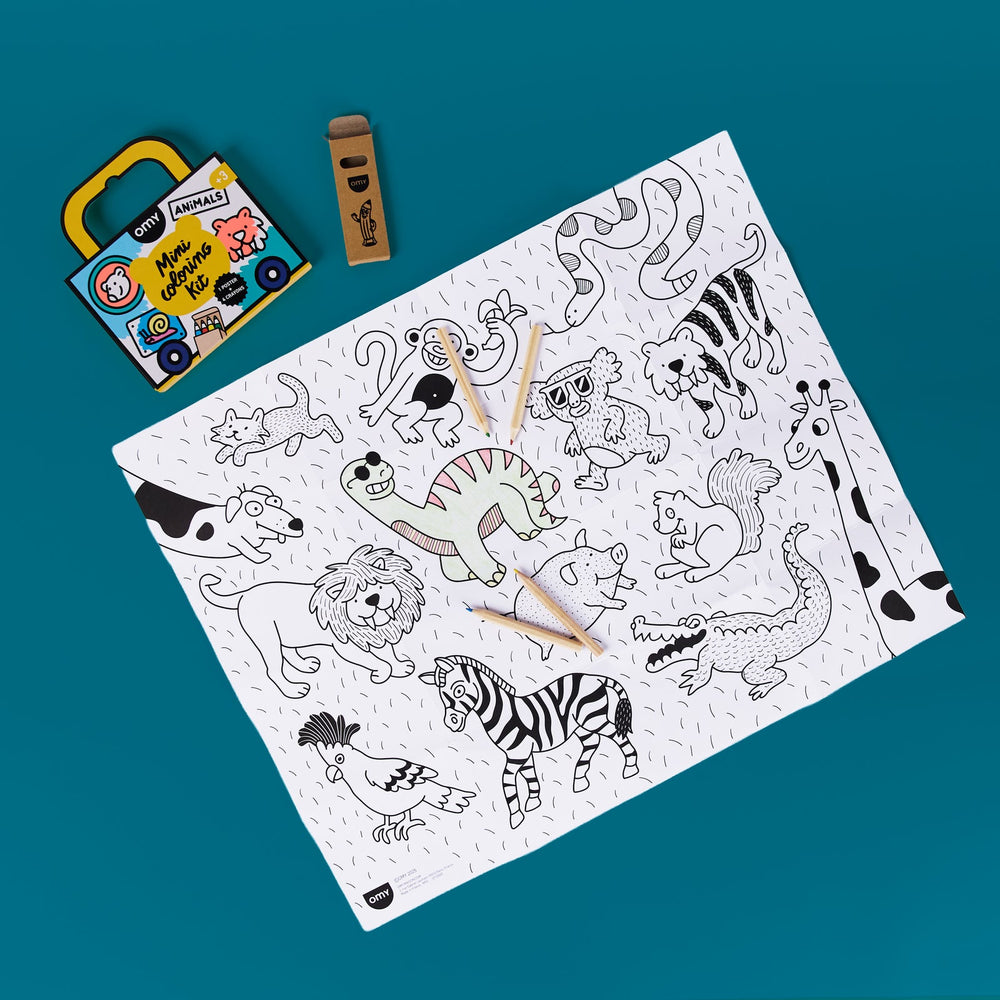 Mini Pocket Omy Animals Para Colorear + 4 Lapices Color