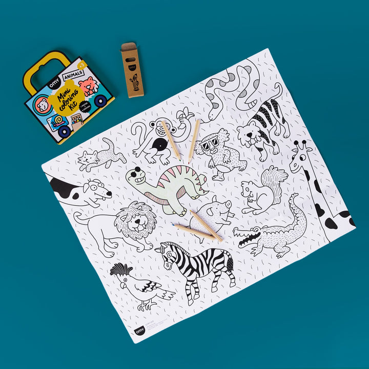 Mini Pocket Omy Animals Para Colorear + 4 Lapices Color