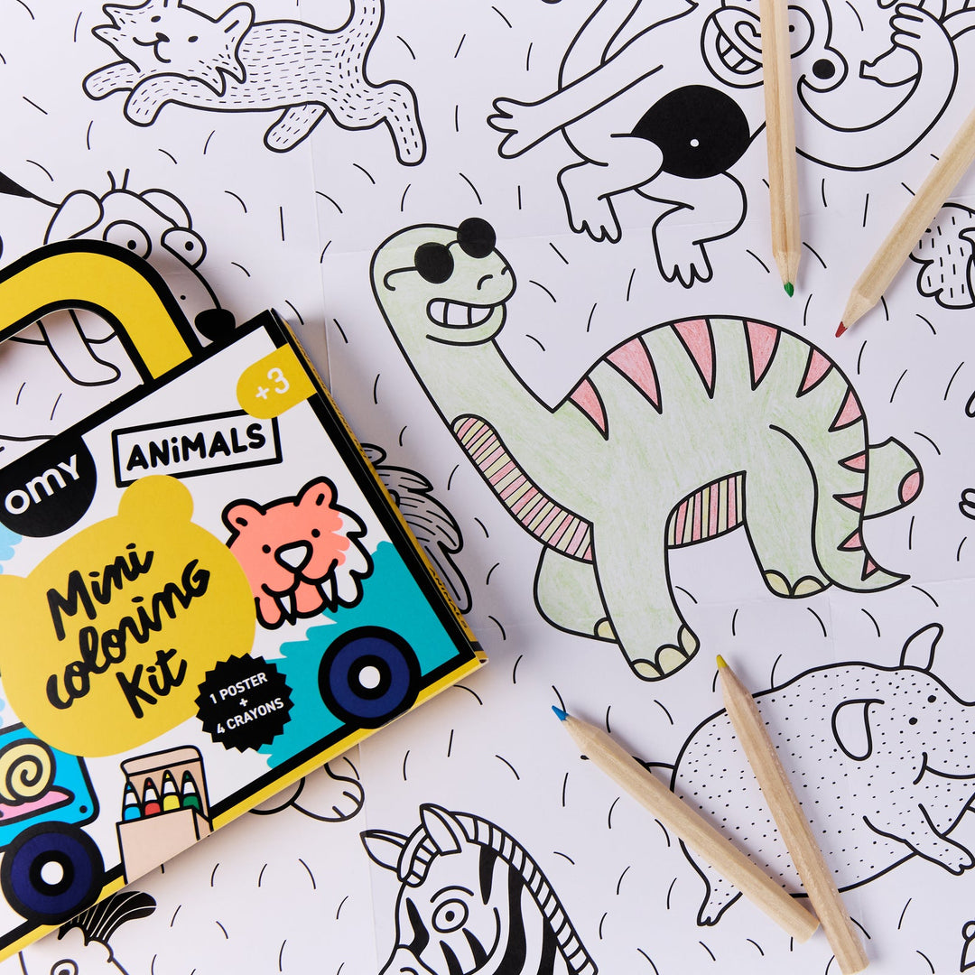 Mini Pocket Omy Animals Para Colorear + 4 Lapices Color