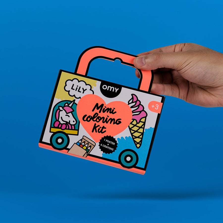 Mini Pocket Omy Unicornio Para Colorear + 4 Lapices Color