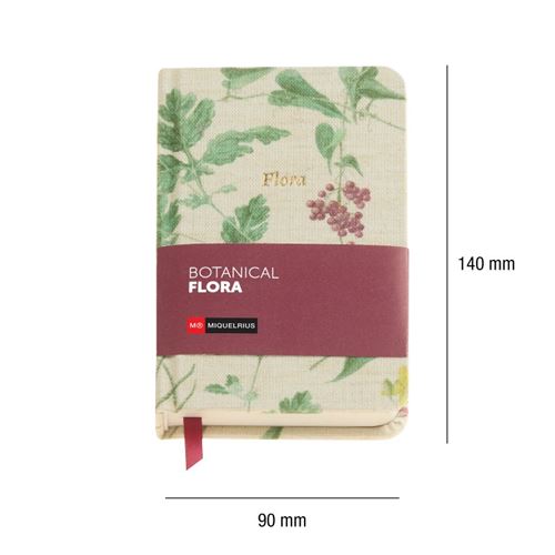 Logbook Liso Fabric Botanical Flora burdeos