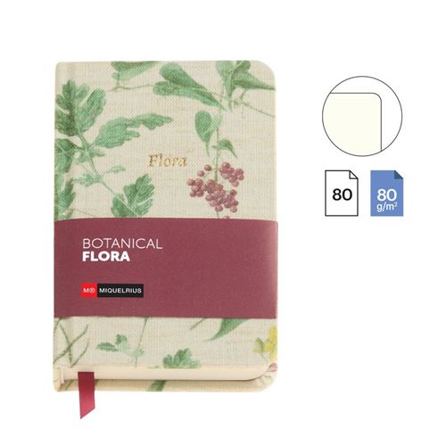 Logbook Liso Fabric Botanical Flora burdeos
