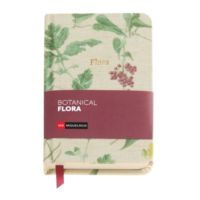 Logbook Liso Fabric Botanical Flora burdeos