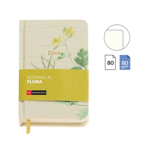 Logbook Liso Fabric Botanical Flora Ocre