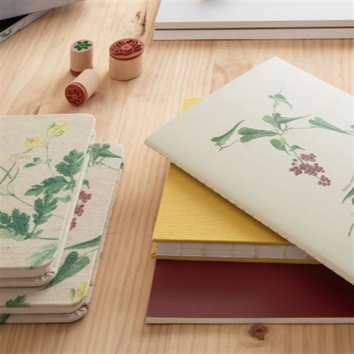 Logbook Liso Fabric Botanical Flora Ocre