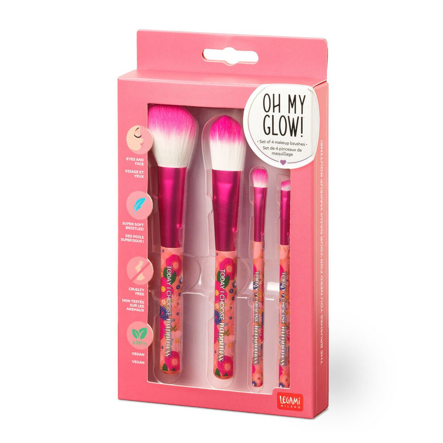 Set de 4 Pinceles de Maquillaje Flowers - Oh My Glow!