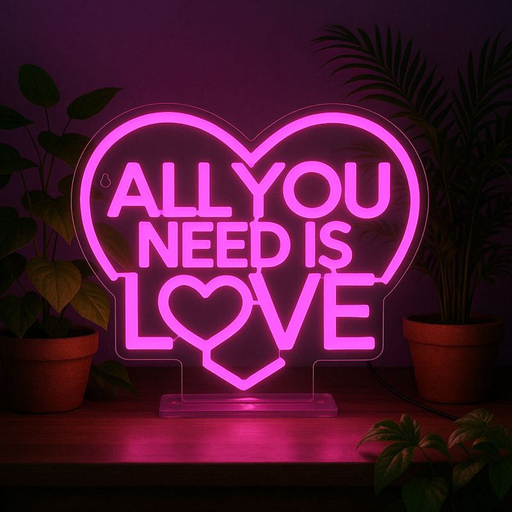 Lámpara Led Efecto Neón- All You Need is Love - It's a Sign