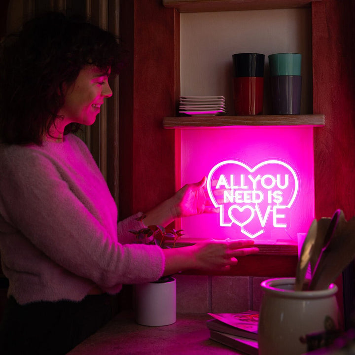 Lámpara Led Efecto Neón- All You Need is Love - It's a Sign